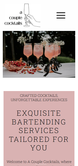 A Couple Cocktails website on mobile
